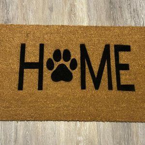 Coir Doormat with " Home" painted on it...with the O being a cute dog paw